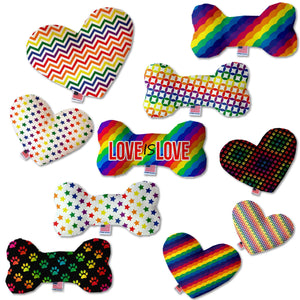 Pet and Dog Plush Heart or Bone Toy, "Rainbow Pride Group" (Available in different sizes, and 7 different pattern options!)-0