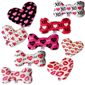 Valentine's Day Pet & Dog Plush Heart or Bone Toy, "Sweetheart Group" (Available in different sizes and 7 different patterns!)-0