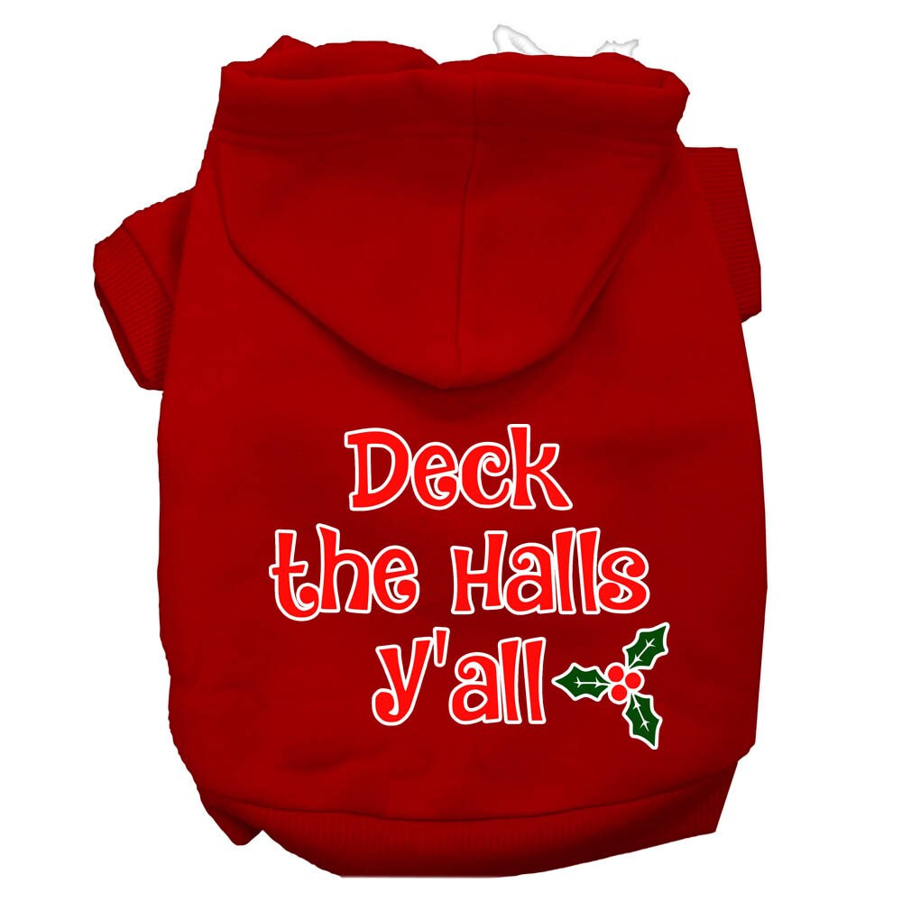 Christmas Pet Dog & Cat Hoodie Screen Printed, "Deck the Halls Y'all"-14