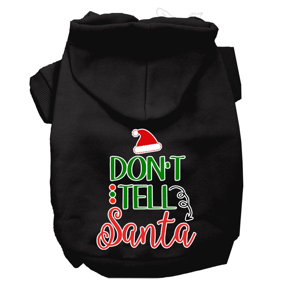 Christmas Pet Dog & Cat Hoodie Screen Printed, "Don't Tell Santa"-2