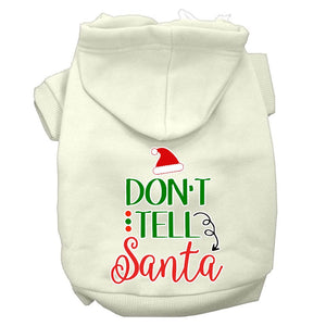 Christmas Pet Dog & Cat Hoodie Screen Printed, "Don't Tell Santa"-3