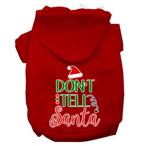 Christmas Pet Dog & Cat Hoodie Screen Printed, "Don't Tell Santa"-11