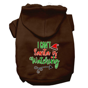 Christmas Pet Dog & Cat Hoodie Screen Printed, "I Can't, Santa Is Watching"-4