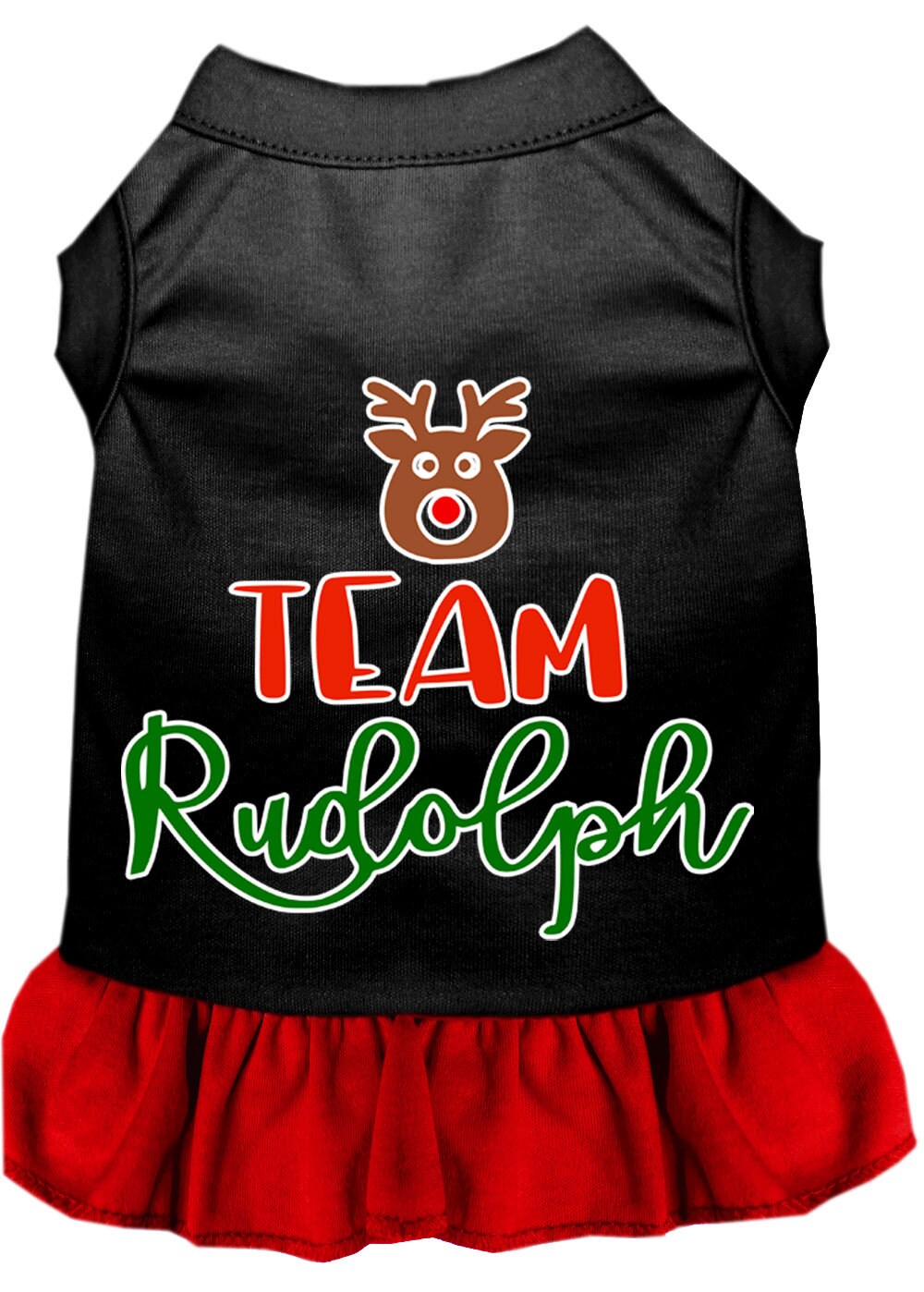 Christmas Pet Dog & Cat Dress Screen Printed, "Team Rudolph"-3