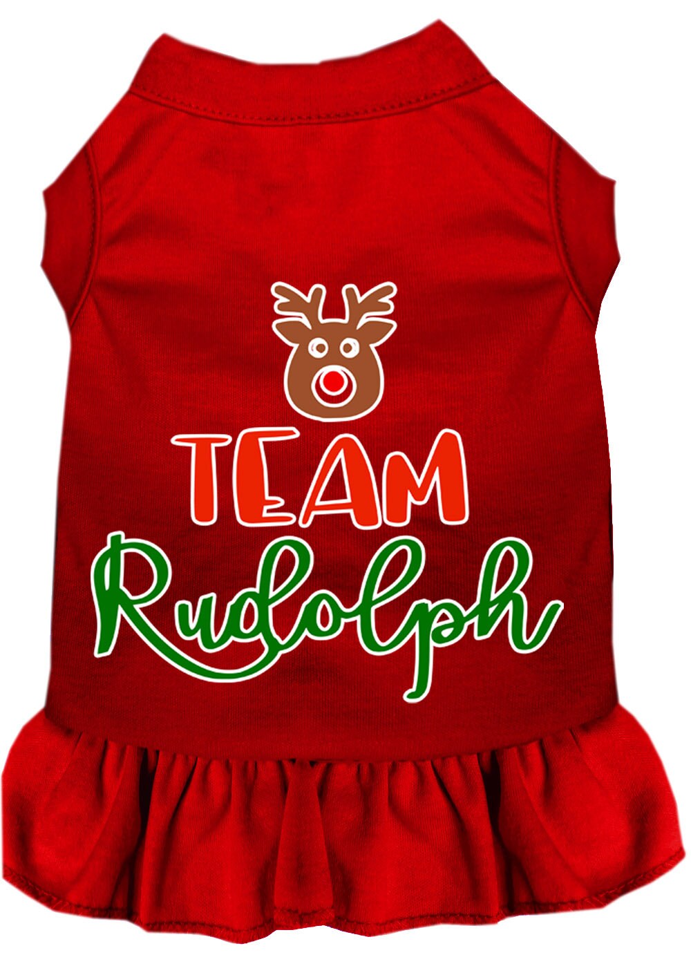 Christmas Pet Dog & Cat Dress Screen Printed, "Team Rudolph"-4