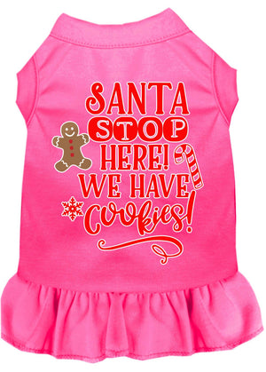 Christmas Pet Dog & Cat Dress Screen Printed, "Santa Stop Here, We Have Cookies"-3