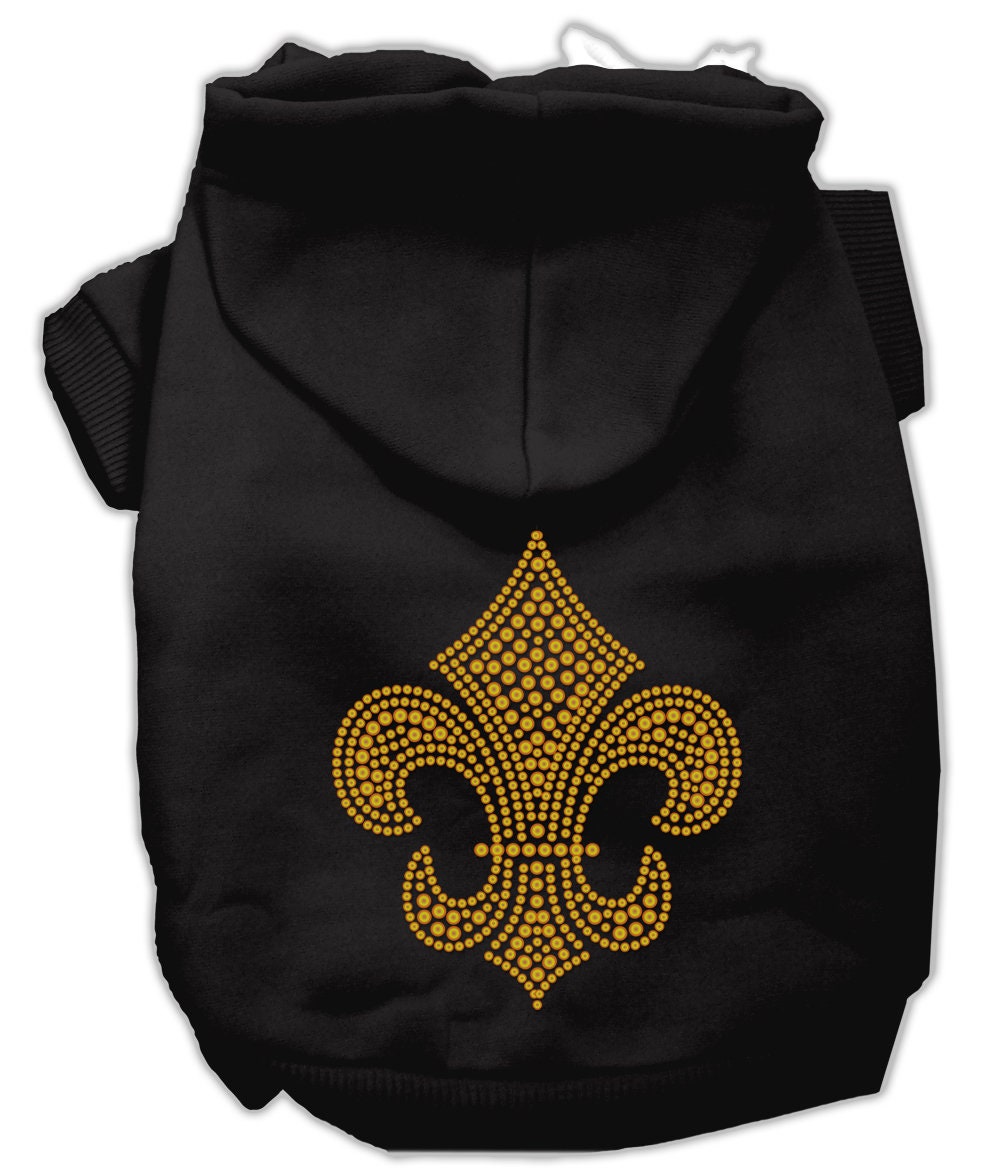 Pet, Dog & Cat Hoodie Rhinestone, "Gold Fleur De Lis"-2