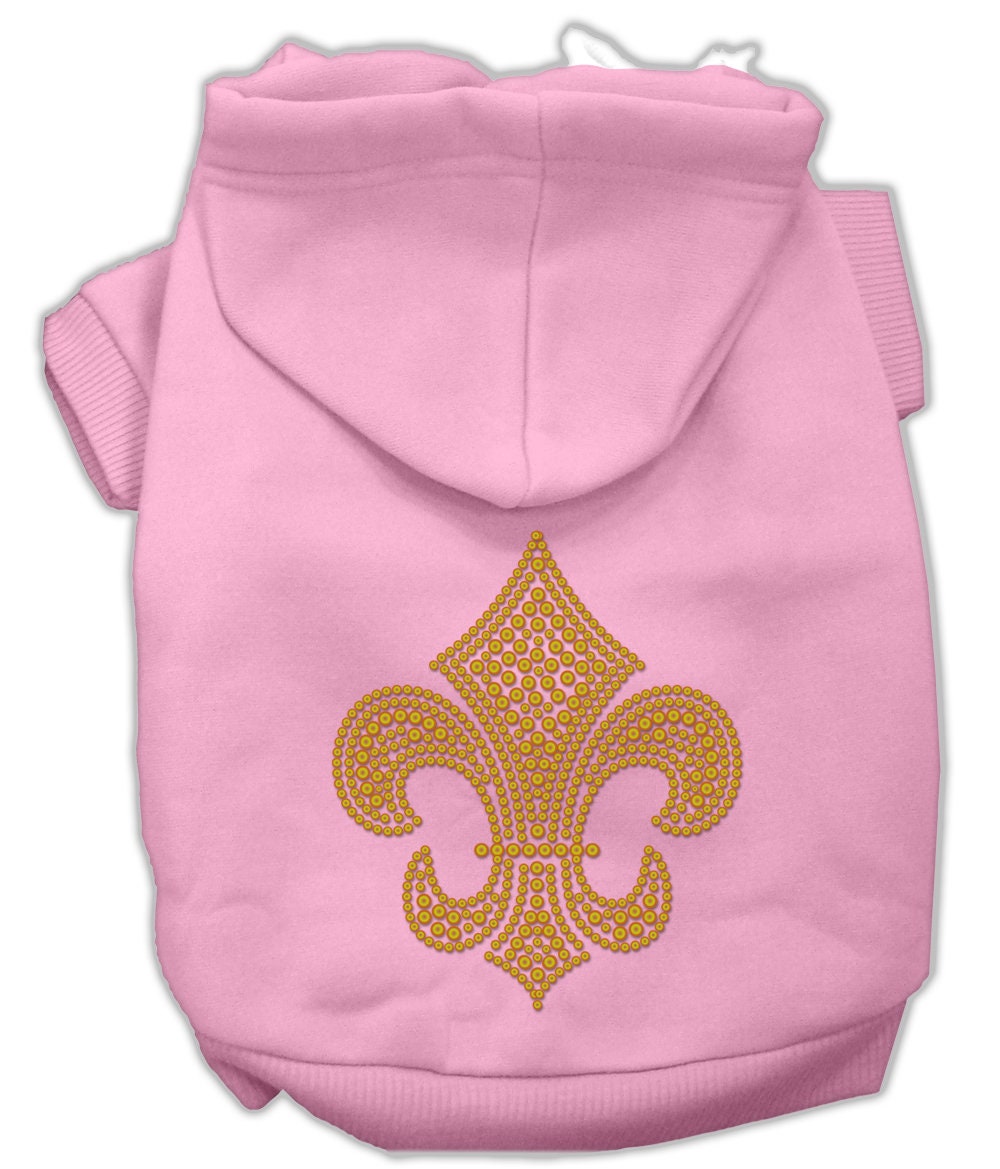 Pet, Dog & Cat Hoodie Rhinestone, "Gold Fleur De Lis"-6