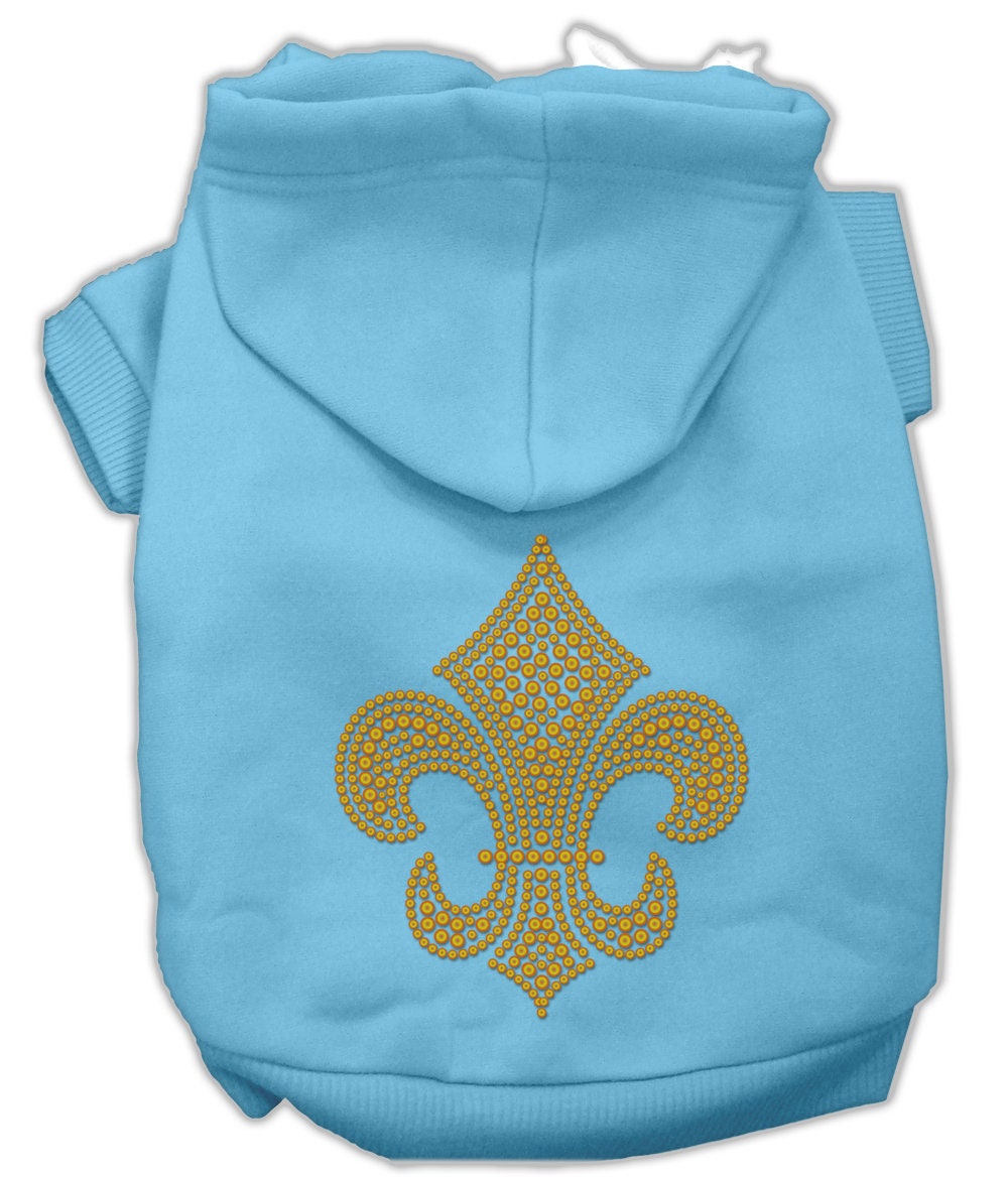 Pet, Dog & Cat Hoodie Rhinestone, "Gold Fleur De Lis"-5