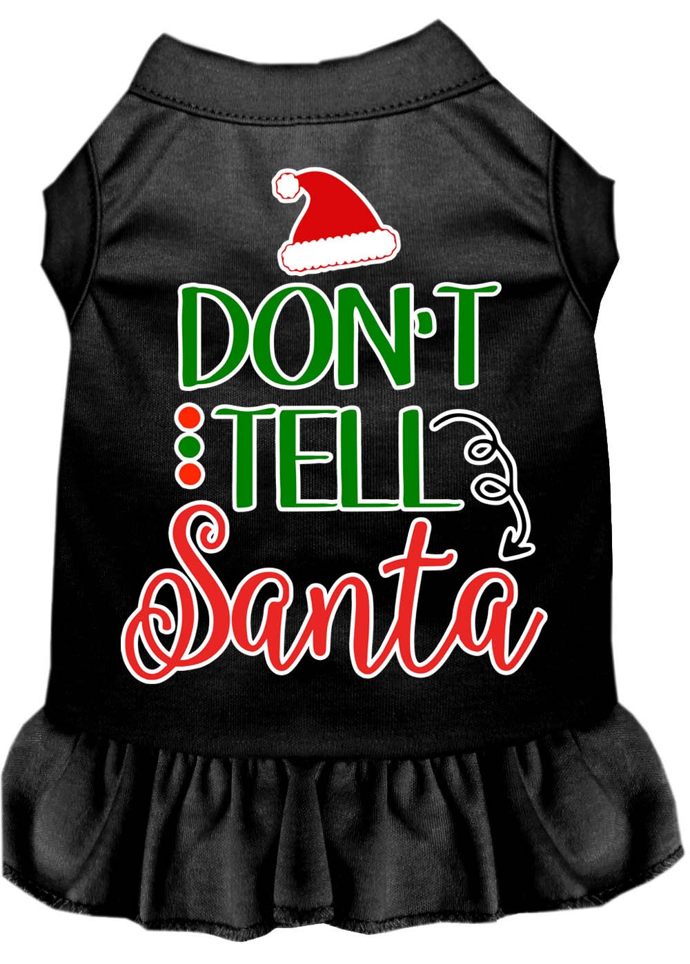 Christmas Pet Dog & Cat Dress Screen Printed, "Don't Tell Santa"-2