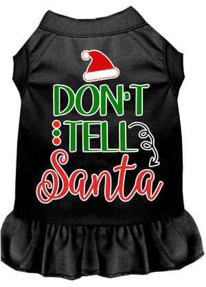 Christmas Pet Dog & Cat Dress Screen Printed, "Don't Tell Santa"-2