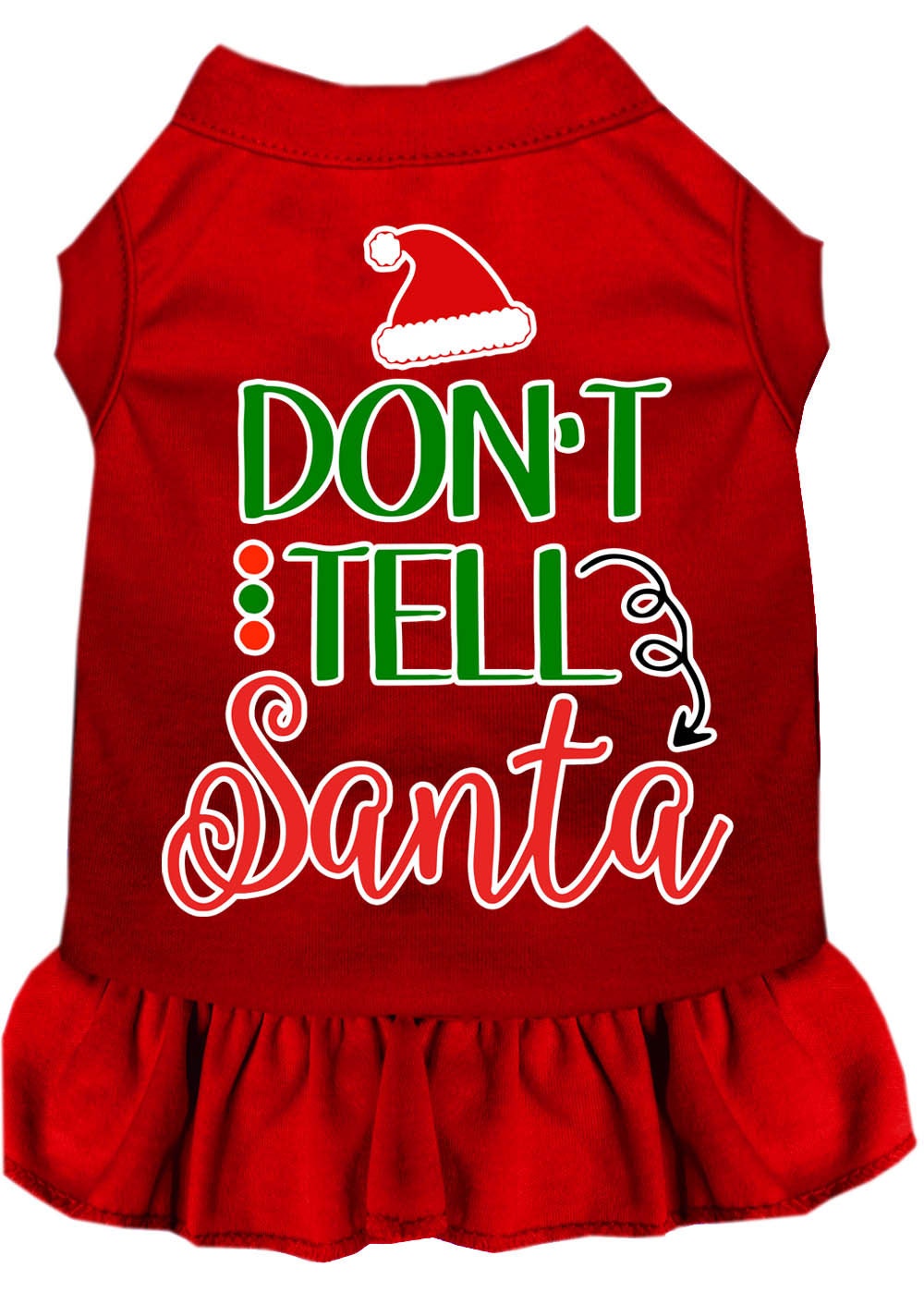 Christmas Pet Dog & Cat Dress Screen Printed, "Don't Tell Santa"-4