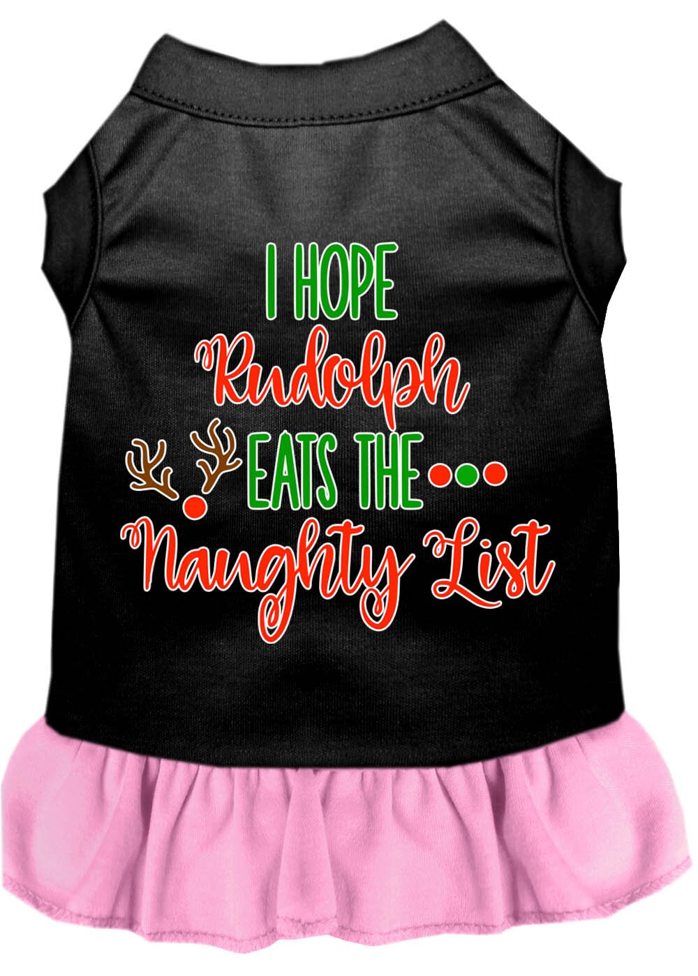 Christmas Pet Dog & Cat Dress Screen Printed, "I Hope Rudolph Eats The Naughty List"-3