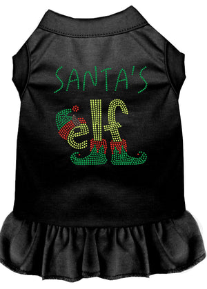 Christmas Pet Dog & Cat Dress Rhinestone, "Santa's Elf"-3