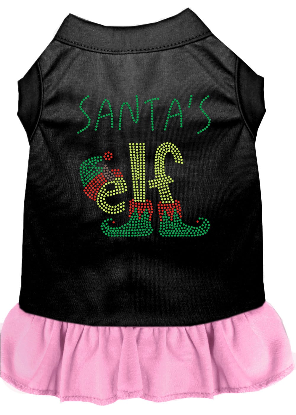 Christmas Pet Dog & Cat Dress Rhinestone, "Santa's Elf"-4