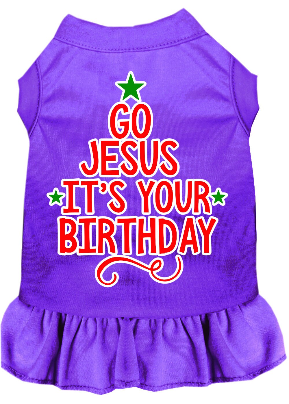 Christmas Pet Dog & Cat Dress Screen Printed, "Go Jesus, It's Your Birthday"-4