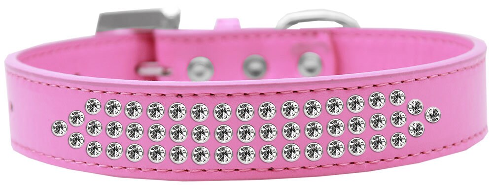 Dog, Puppy & Pet Fashion  Collar, "Three Row Clear Crystal Rimsets"-4