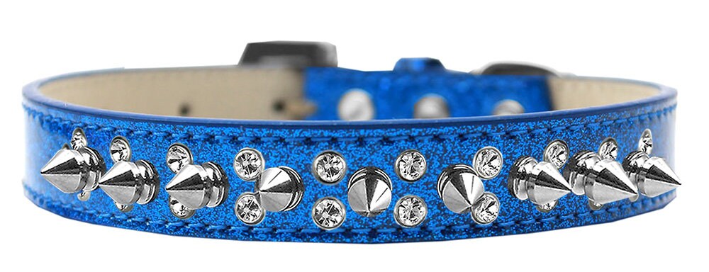 Dog, Puppy and Pet Ice Cream  Collar, "Double Crystal & Clear Spikes"-3