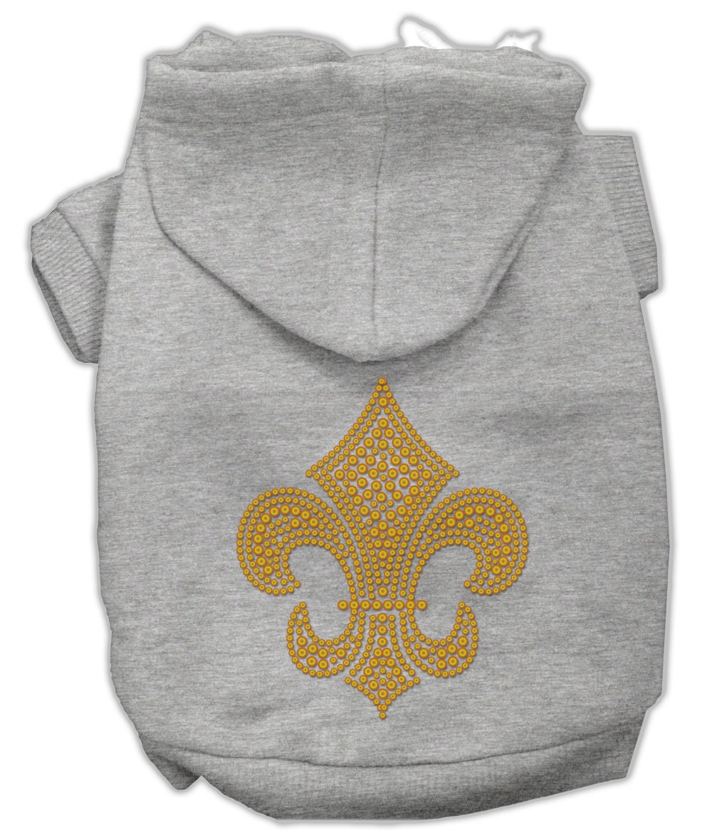 Pet, Dog & Cat Hoodie Rhinestone, "Gold Fleur De Lis"-4