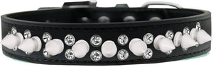 Pet and Dog Spike Collar, "Double Crystal & White Spikes"-3