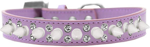 Pet and Dog Spike Collar, "Double Crystal & White Spikes"-6