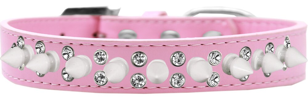 Pet and Dog Spike Collar, "Double Crystal & White Spikes"-5