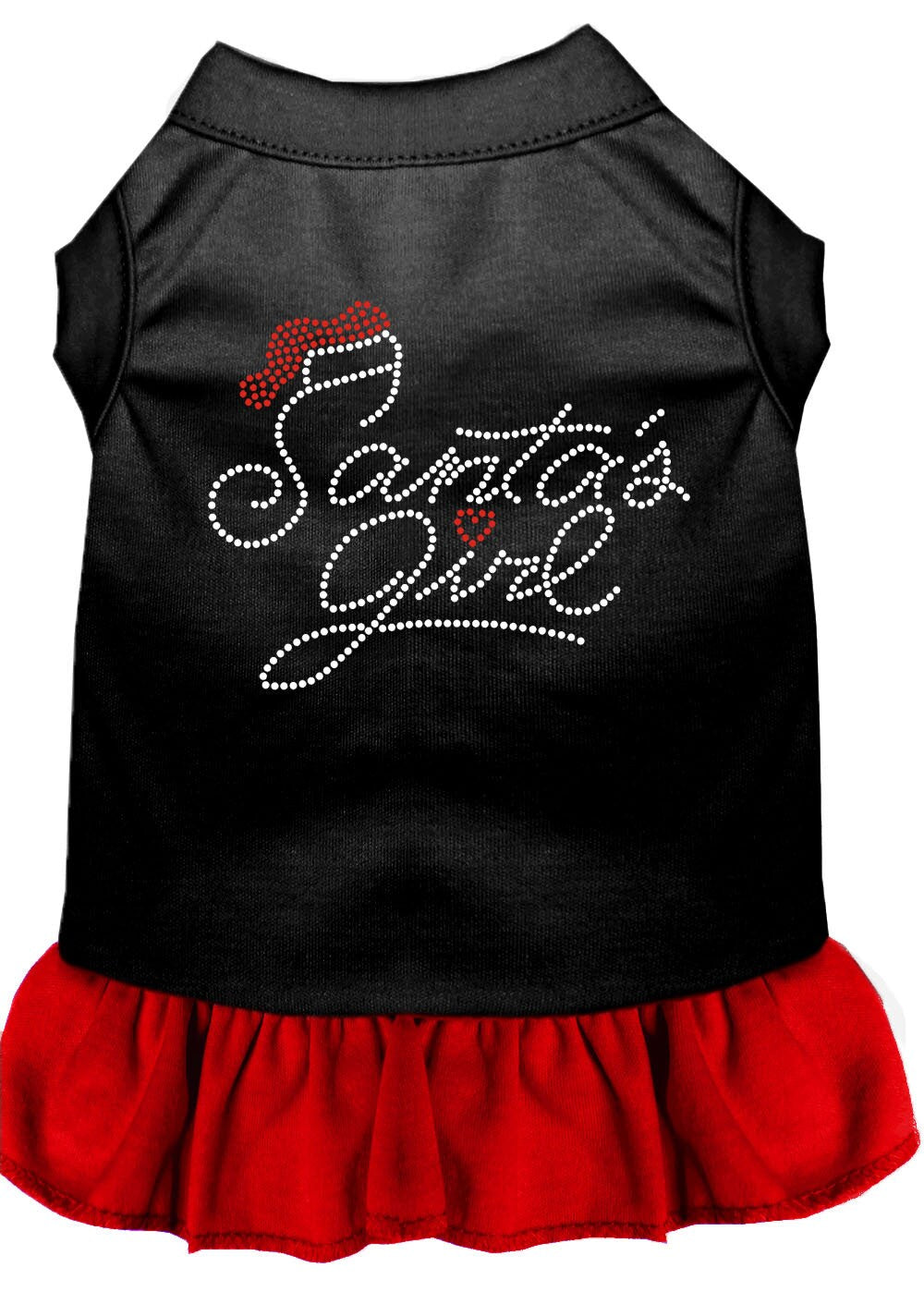 Christmas Pet Dog & Cat Dress Rhinestone, "Santa's Girl"-3