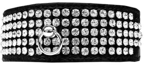 Dog, Puppy & Pet Designer Croc Collar, "Five Row Clear Crystal"-2