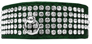 Dog, Puppy & Pet Designer Croc Collar, "Five Row Clear Crystal"-4