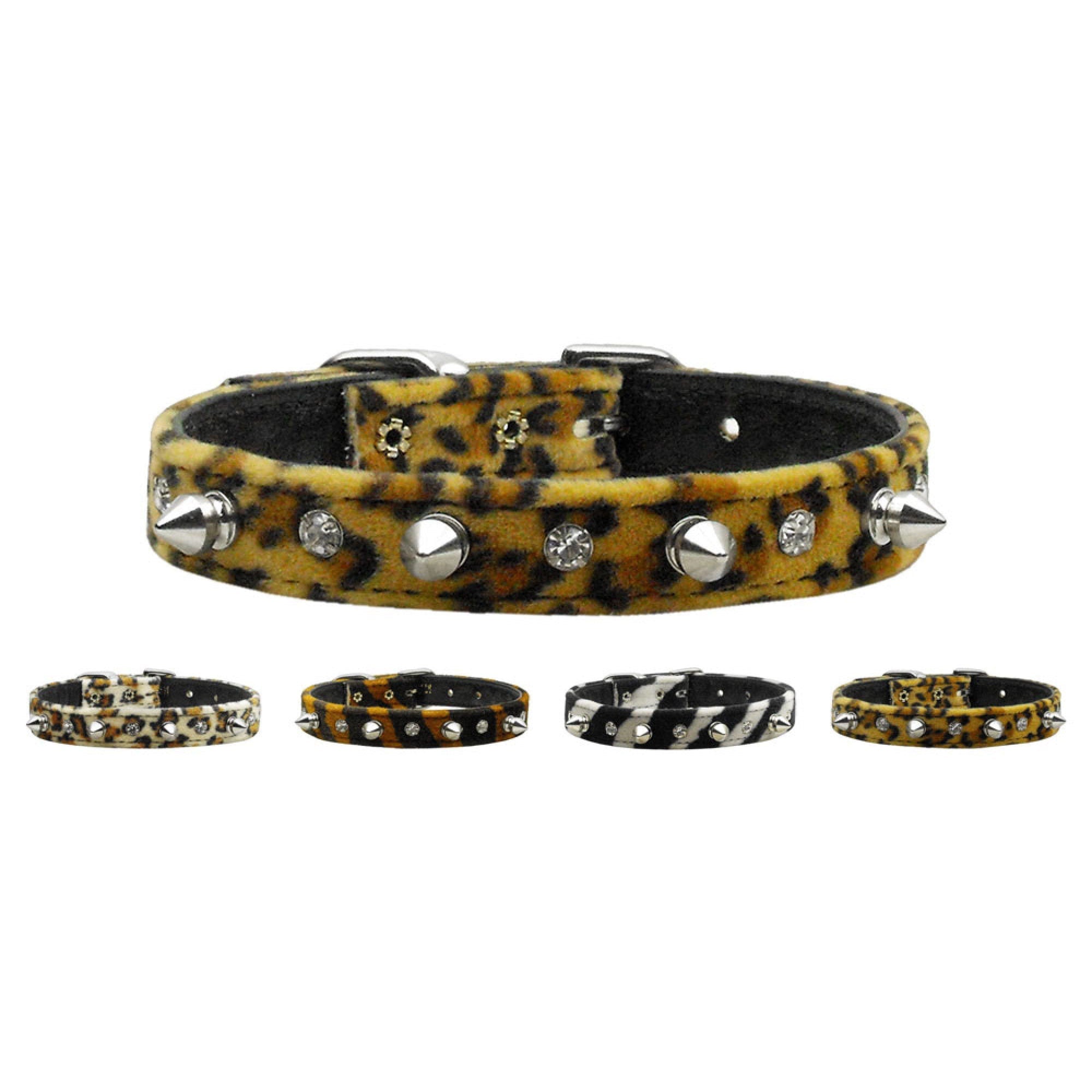 Dog, Puppy and Pet Collar, "Animal Print Crystal & Spike"-0