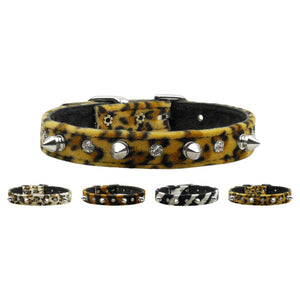 Dog, Puppy and Pet Collar, "Animal Print Crystal & Spike"-0