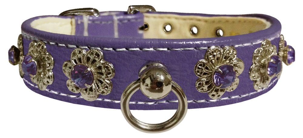 Dog, Puppy & Pet Collar, "Starlite Crystal Flower"-6