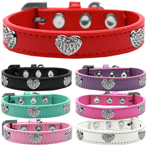 Dog, Puppy & Pet Premium Collar, "Clear Crystal Heart"-0