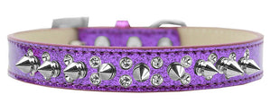 Dog, Puppy and Pet Ice Cream  Collar, "Double Crystal & Clear Spikes"-8