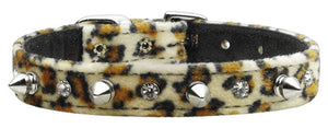 Dog, Puppy and Pet Collar, "Animal Print Crystal & Spike"-2