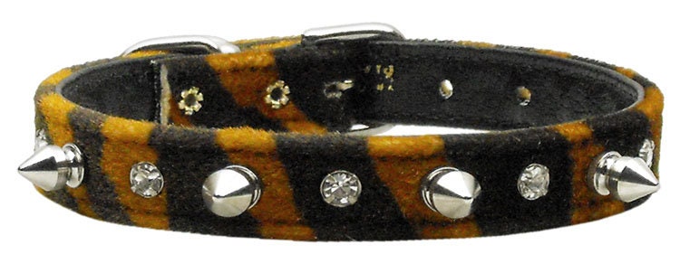 Dog, Puppy and Pet Collar, "Animal Print Crystal & Spike"-4