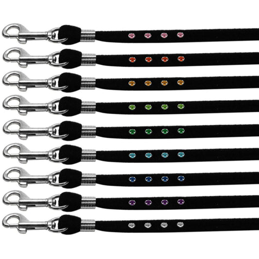 Dog, Puppy & Pet Leash, "Black Velvet Jeweled"-0