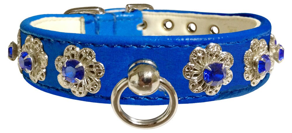 Dog, Puppy & Pet Collar, "Starlite Crystal Flower"-3