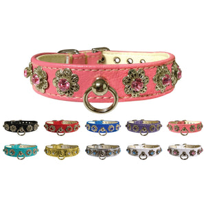 Dog, Puppy & Pet Collar, "Starlite Crystal Flower"-0