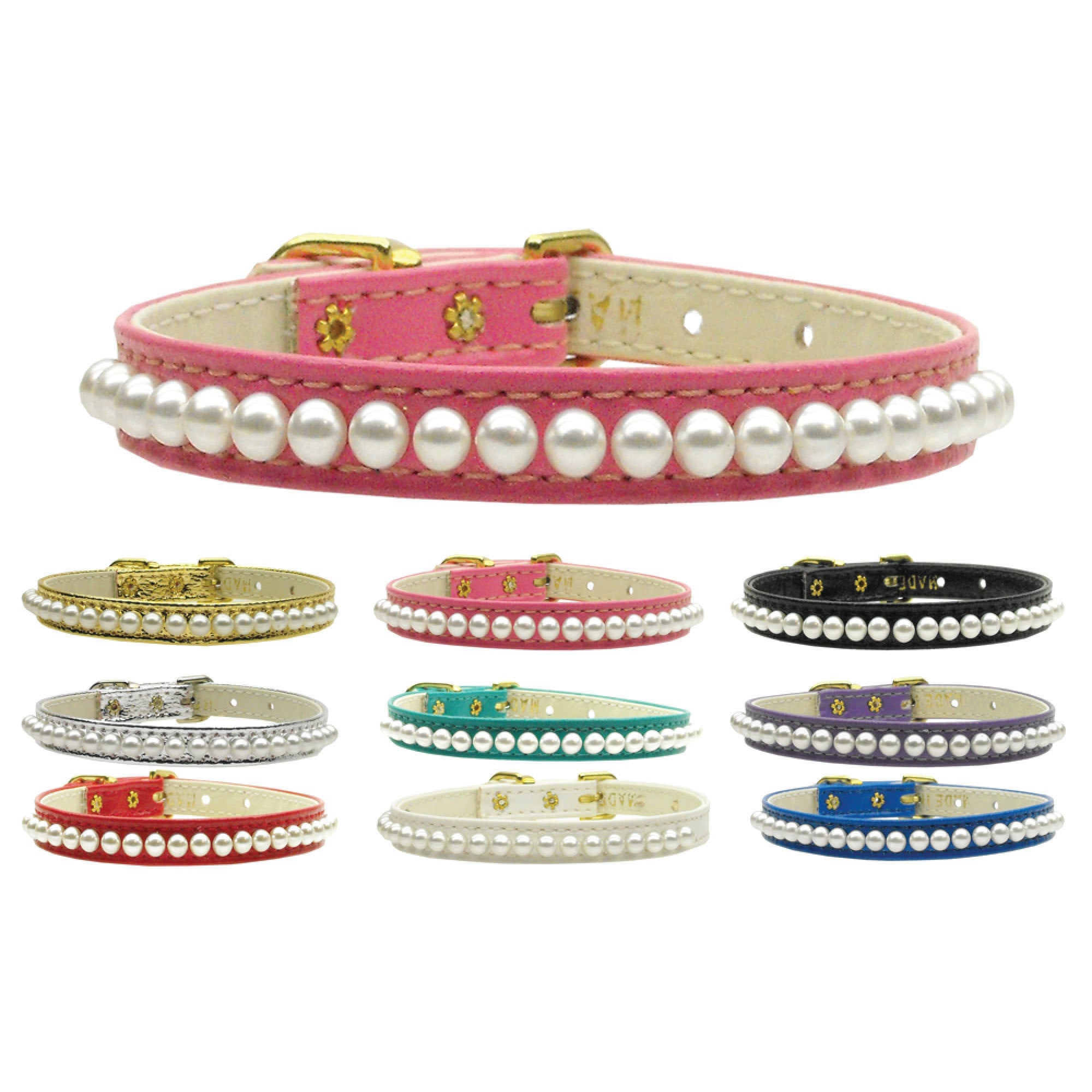 Dog, Puppy & Pet Collar, "3/8" Wide Pearl"-0