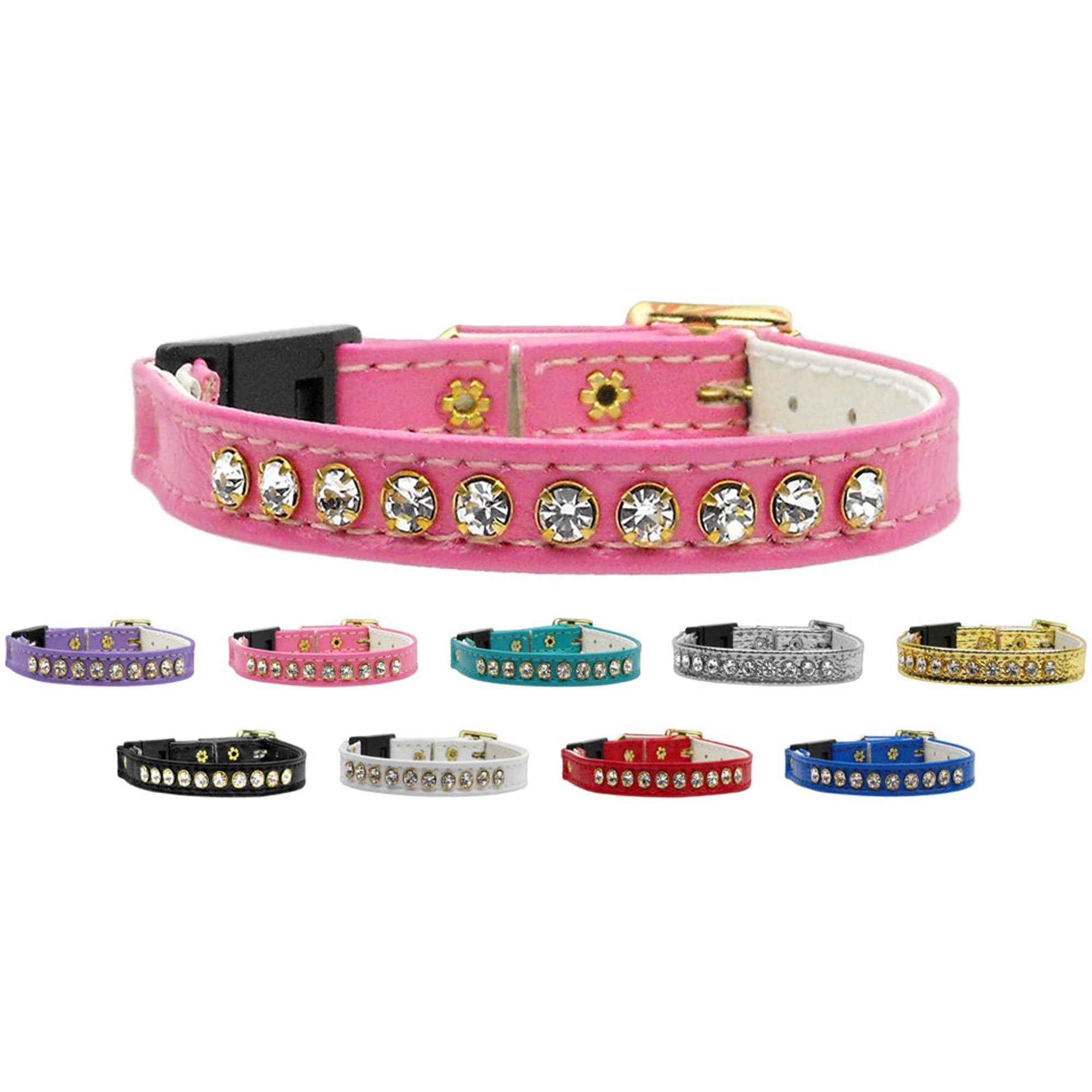 Cat Breakaway Buckle Collar, "One Row Rhinestone"-0