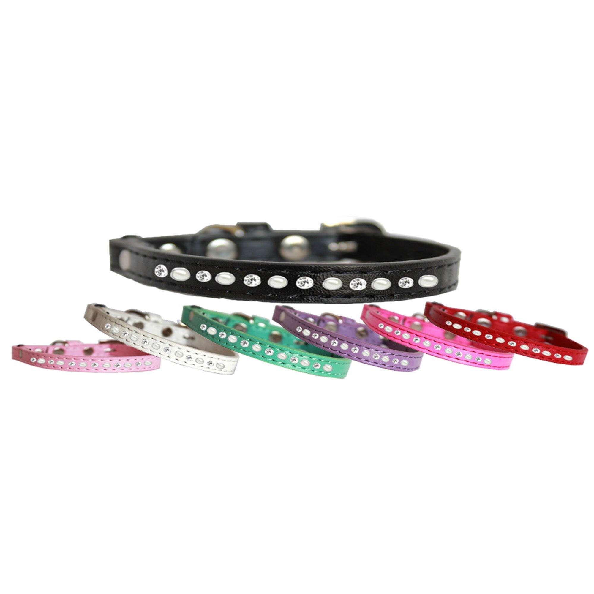 Premium Cat Safety Collar, "Pearl & Clear Jewel"-0