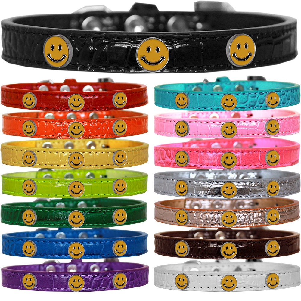 Dog, Puppy & Pet Designer Croc Widget Collar, "Happy Face"-0