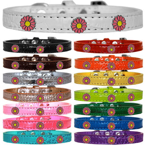 Dog, Puppy & Pet Designer Croc Widget Collar, "Pink Daisies"-0