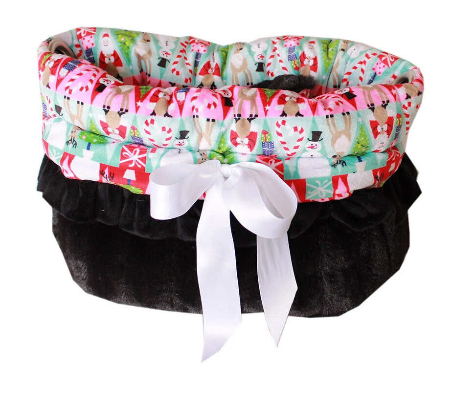 Christmas Dog, Puppy & Pet or Cat Reversible Snuggle Bugs Pet Bed, Bag, and Car Seat All-in-One, "Christmas Medley"-0