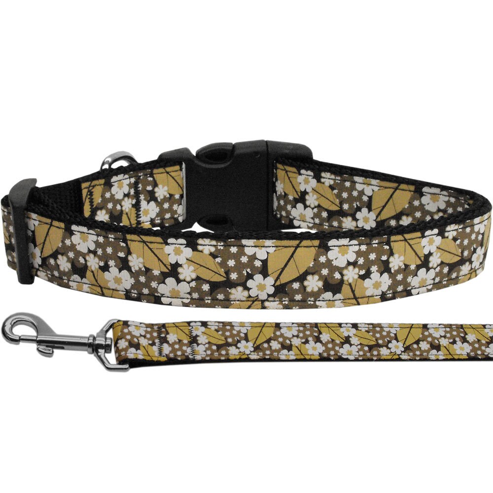 Pet Dog & Cat Nylon Collar or Leash, "Autumn Leaves"-0