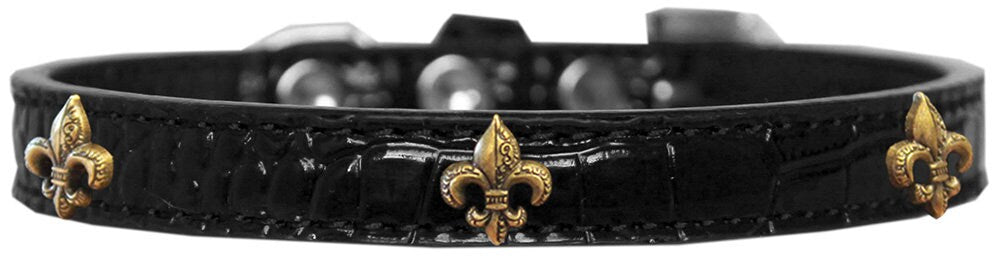 Dog, Puppy & Pet Designer Croc Widget Collar, "Bronze Fleur De Lis"-2