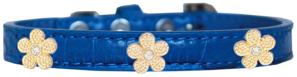 Dog, Puppy & Pet Designer Croc Widget Collar, "Gold Flowers"-3