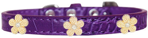 Dog, Puppy & Pet Designer Croc Widget Collar, "Gold Flowers"-11