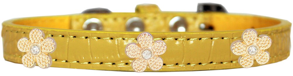 Dog, Puppy & Pet Designer Croc Widget Collar, "Gold Flowers"-16